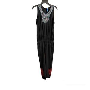 LIE’BO  Black with Multicoloured Beads Women’s Sleeveless Jumpsuit Size Large